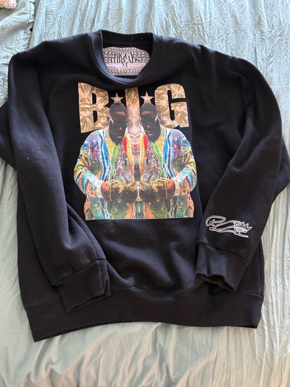 Notorious B.I.G Vintage-Inspired Black Graphic Crewneck Sweater